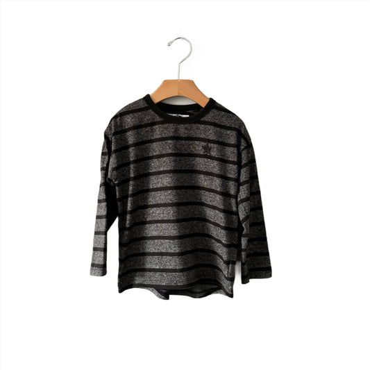 Next / Long sleeve T-shirt - Black grey stripe x star / 4-5Y