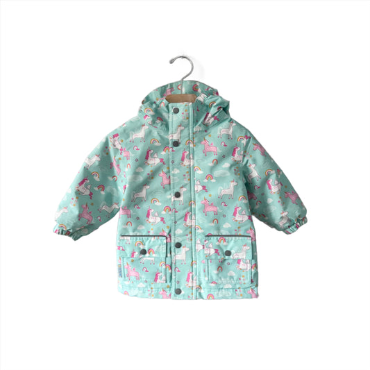 Jan & Jul / Fleece lined jacket - Unicorn, light green / 1T