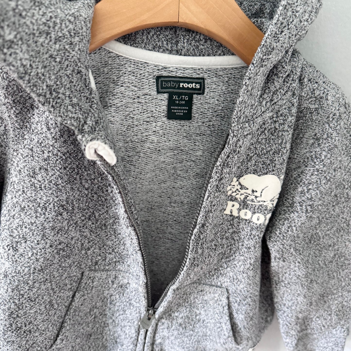 Roots / Salt and pepper zip up hoodie / 18-24M