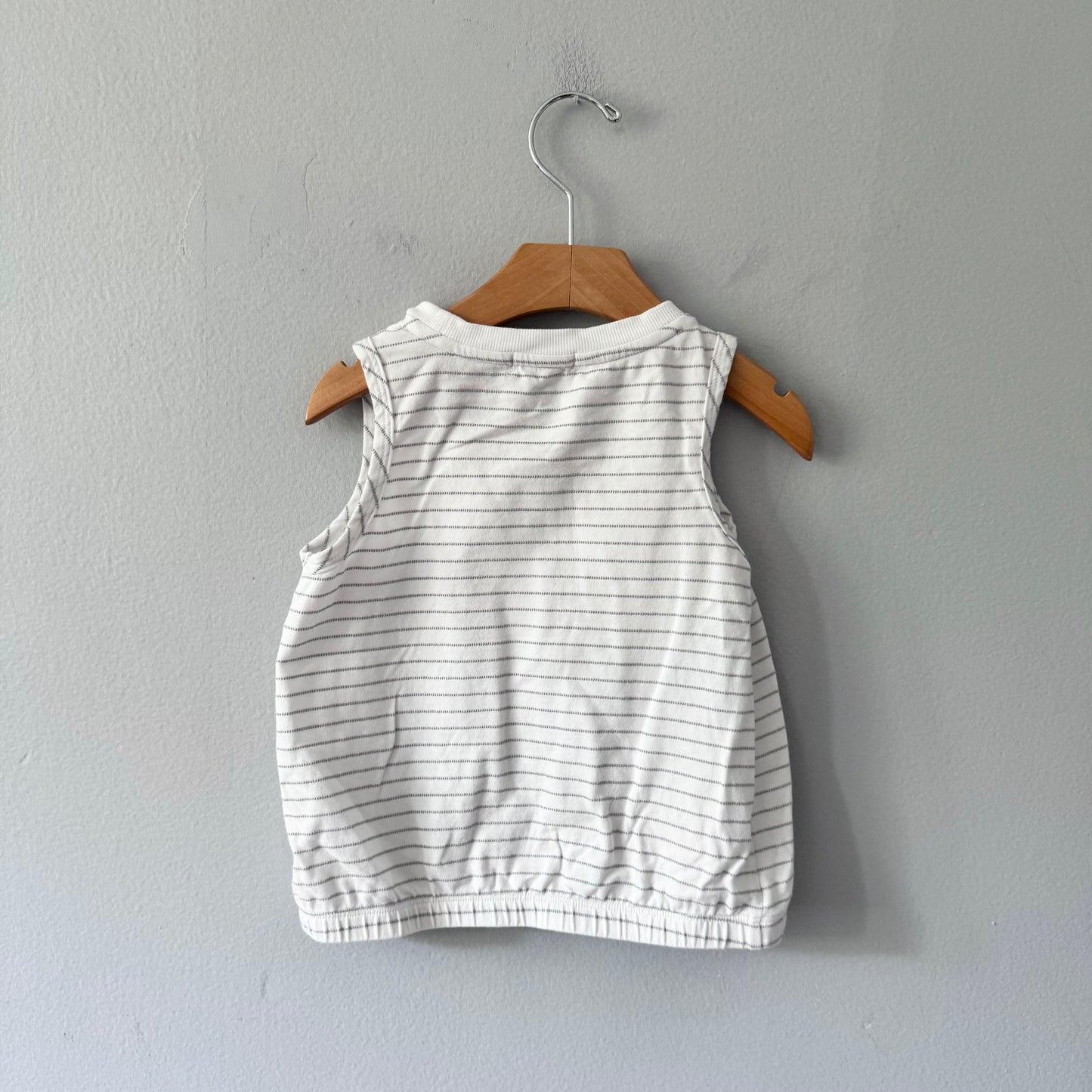 Miles the label / White grey stripe tank / 6Y