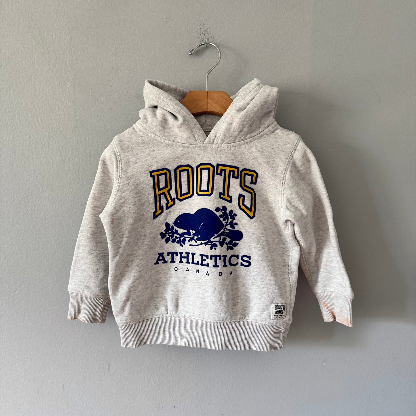 Roots / Light grey x logo hoodie / 3T