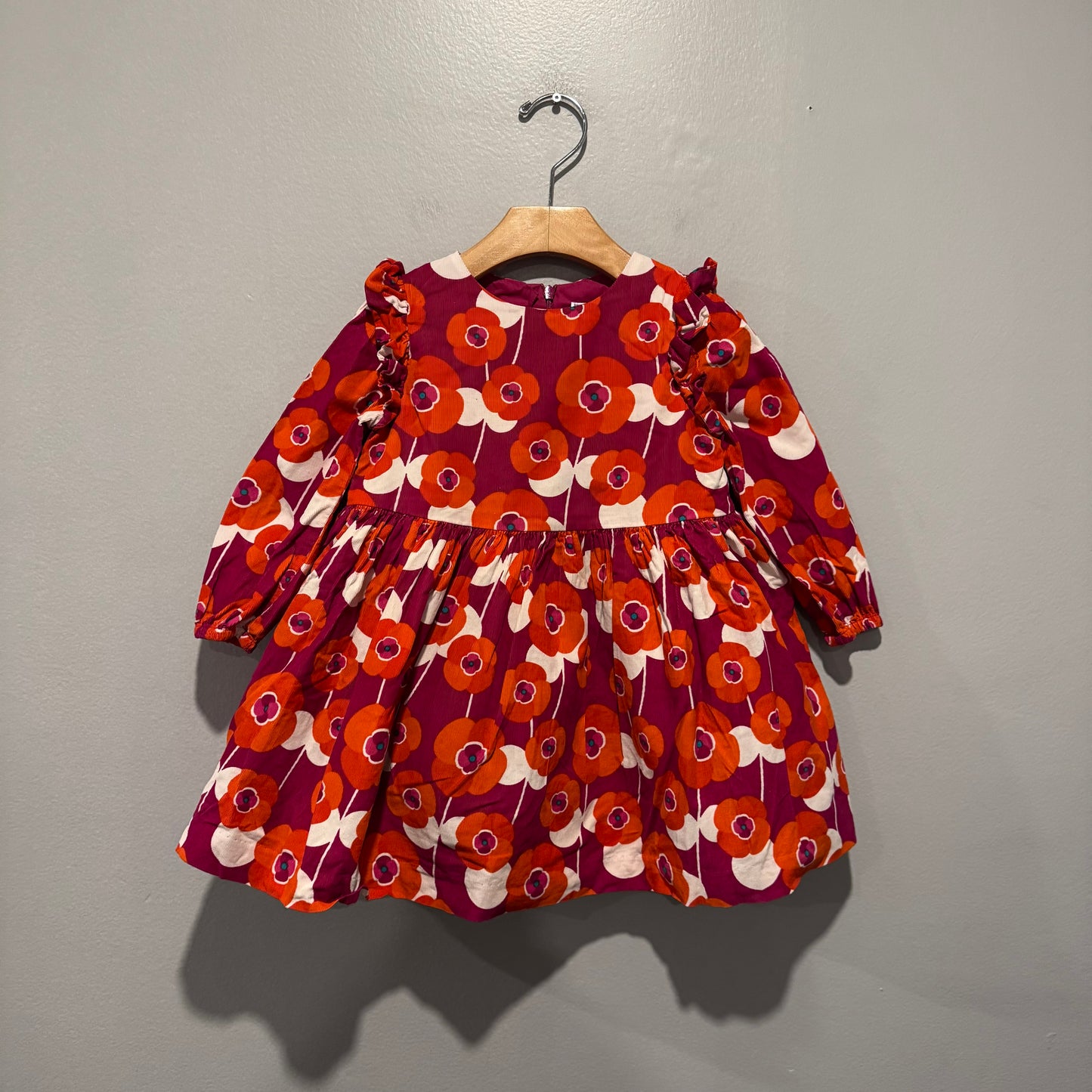 Jacadi / Red poppy corduroy dress / 3Y