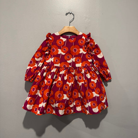 Jacadi / Red poppy corduroy dress / 3Y