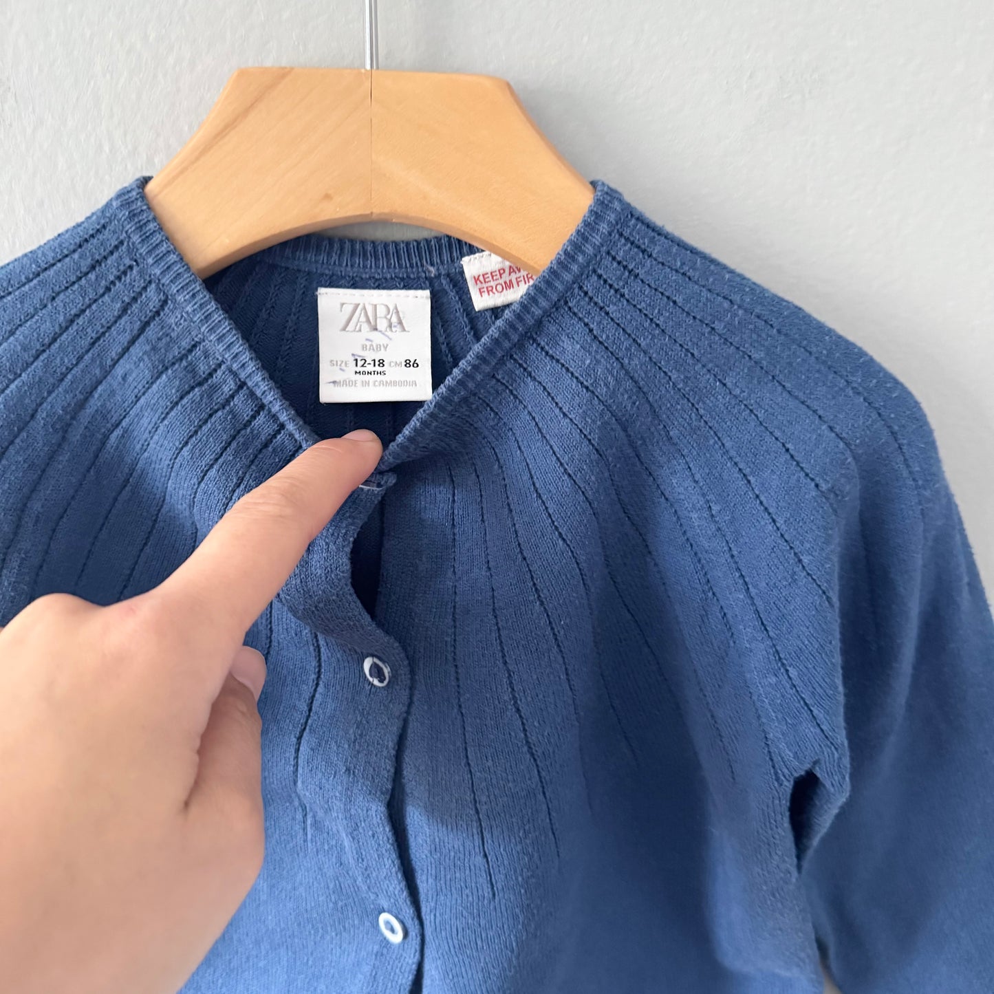 Zara / Smokey blue cotton cardigan / 12-18M