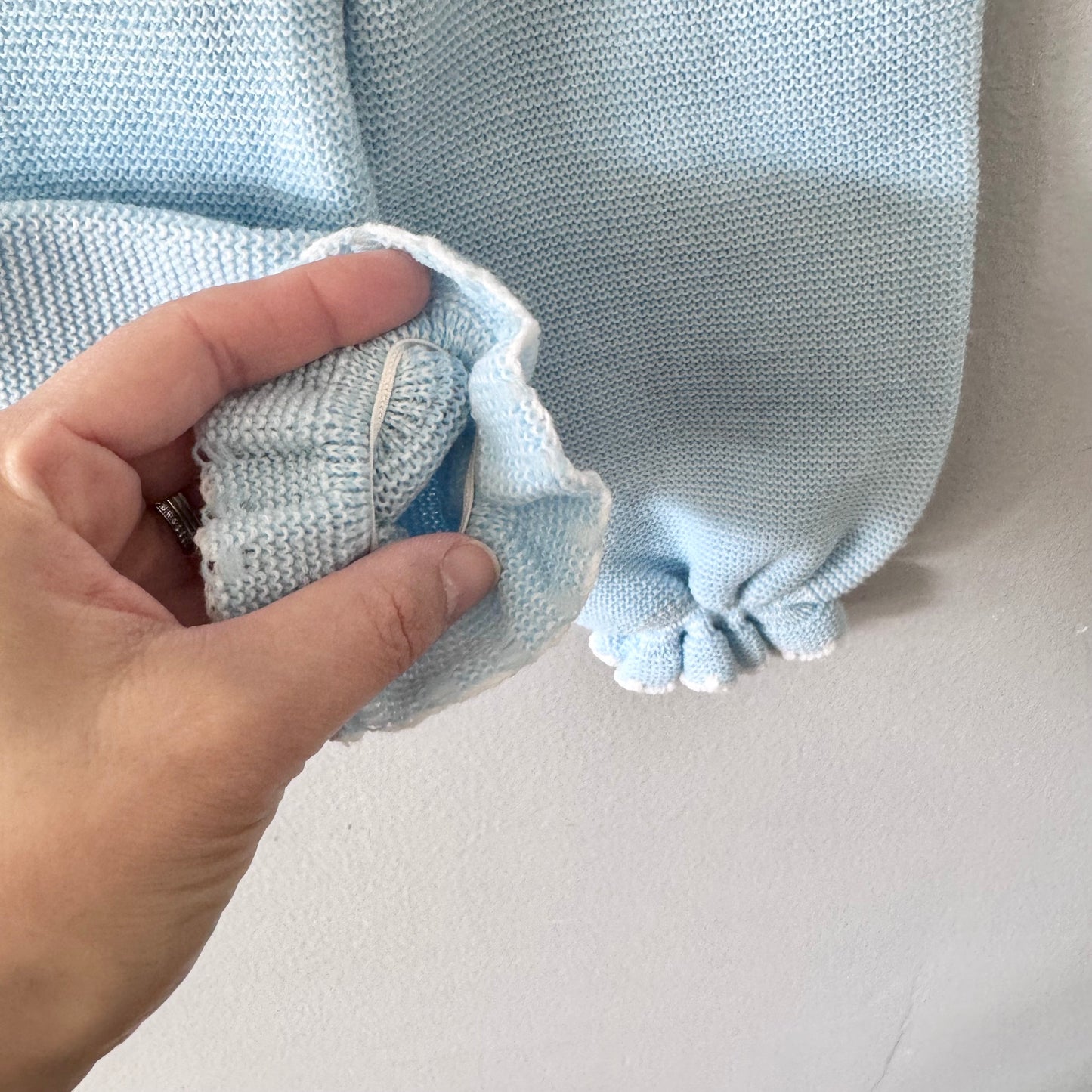 Vintage / Light blue knit overalls / 12M