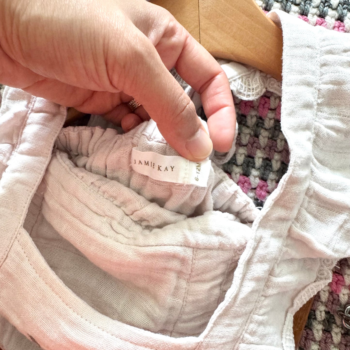 Jamie Kay / White muslin bubble romper / 6-12M