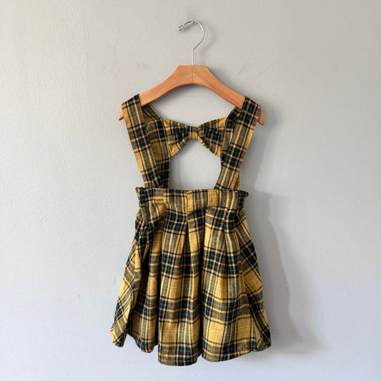 No brand / Yellow checked pinafore / 4Y