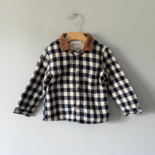 Zara / Sherpa lined flannel shirt / 3-4Y