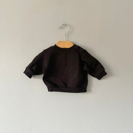 The Littlest / Black x smily sweatshirt / 0-3M