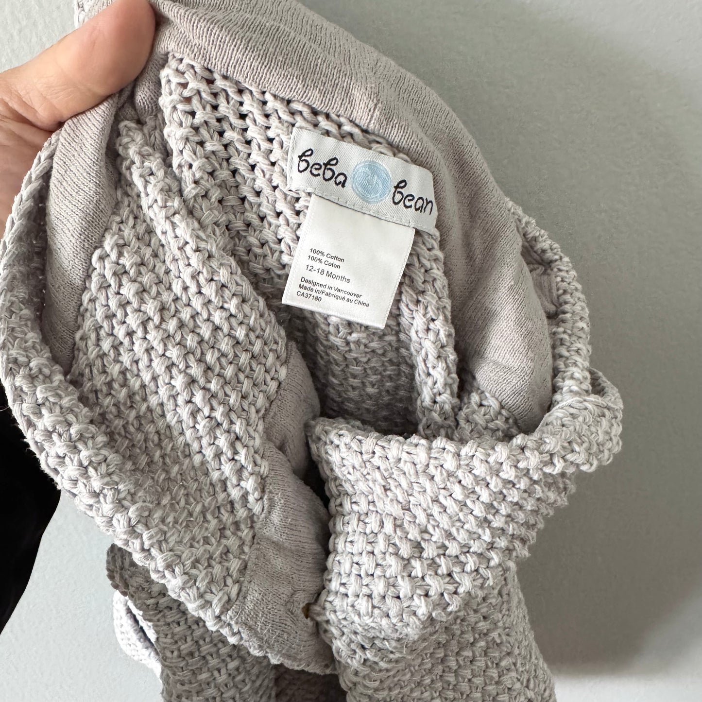 Beba Bean / Light grey knit jacket / 12-18M