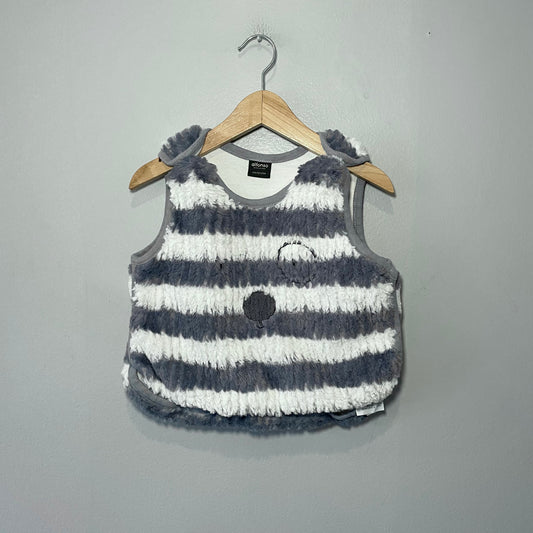 Alfonso / Navy x white stripe sherpa vest / 24M