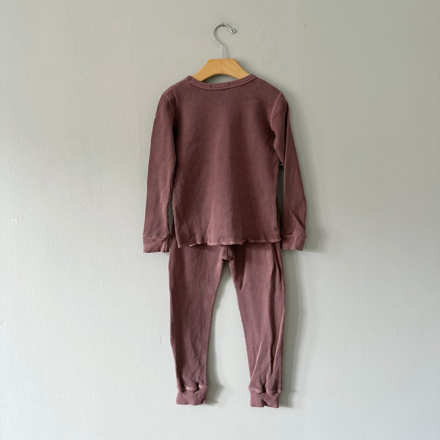 Petits Vilains / Brown waffle top & pant set / 4-5Y