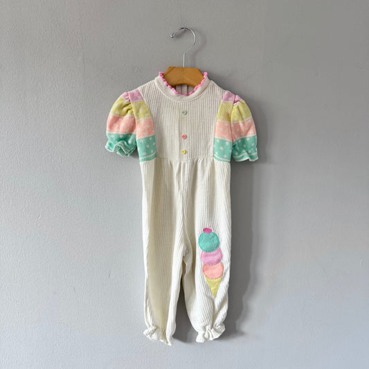 Vintage / Ice cream knit romper / 12M