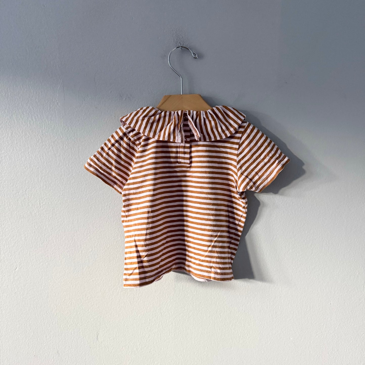 Petit Bateau / Pink x brown short sleeve top / 24M