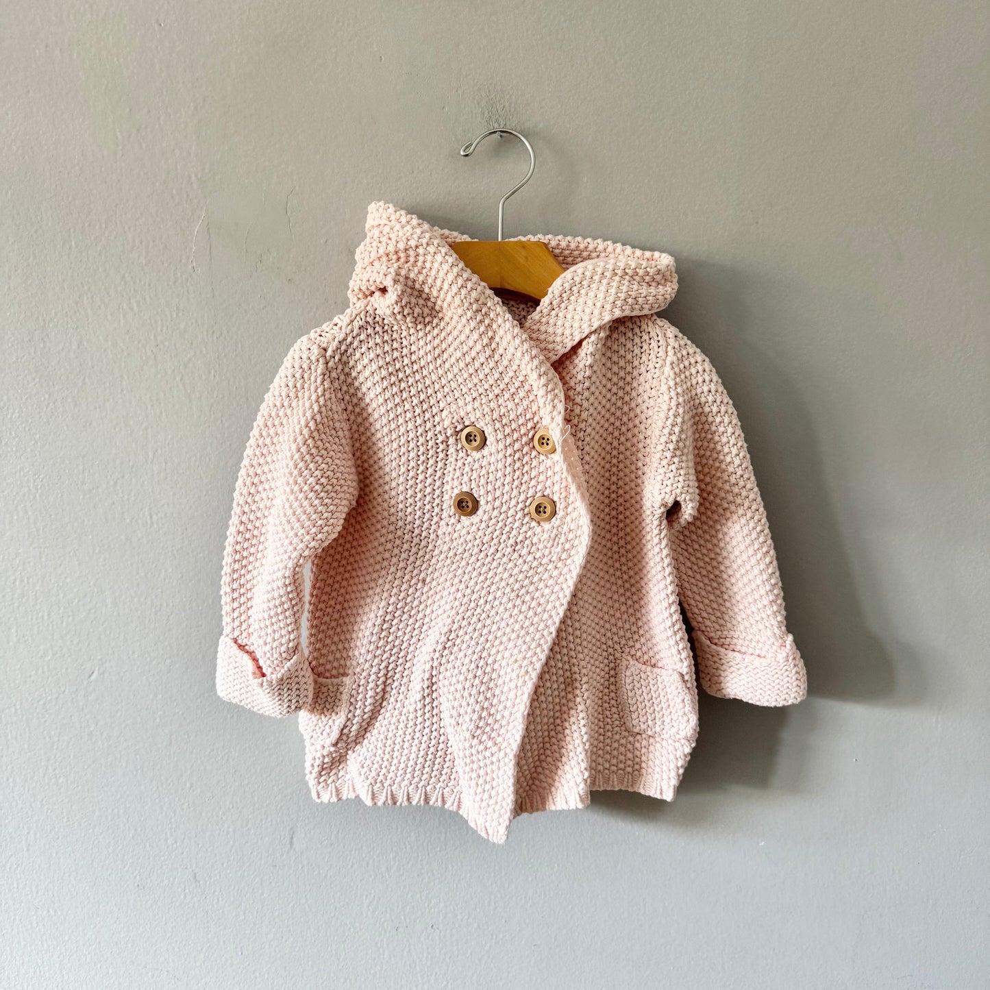 Beba bean / Light pink cotton knit jacket / 12-18M