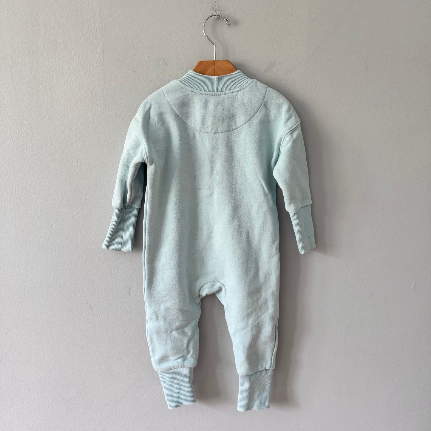 Roots / Light blue crew romper / 12-18M