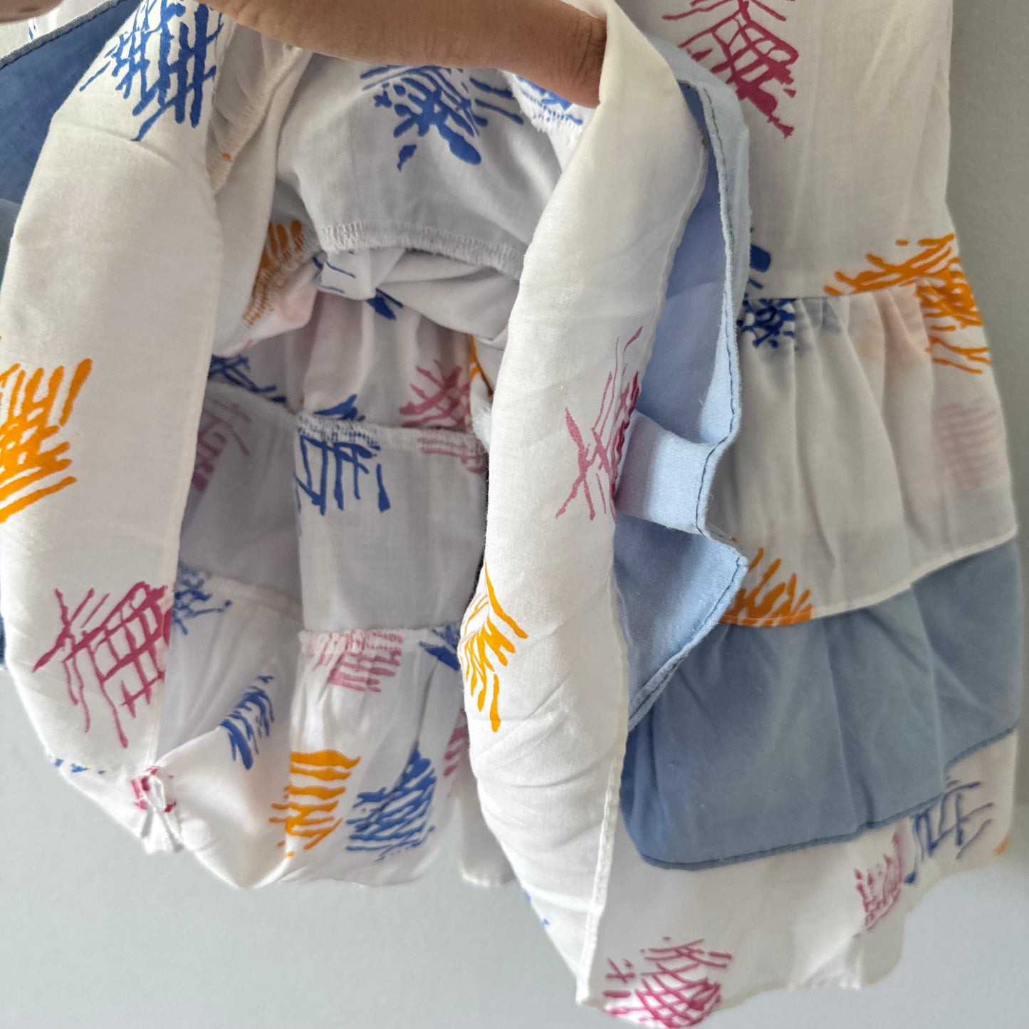 Vintage / White x blue cami dress / 6Y(Fits 7Y)
