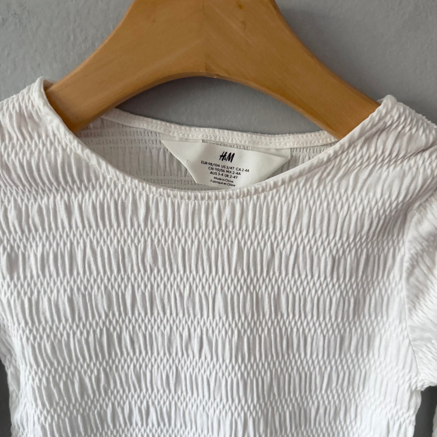 H&M / Long sleeve top - white / 2-4Y