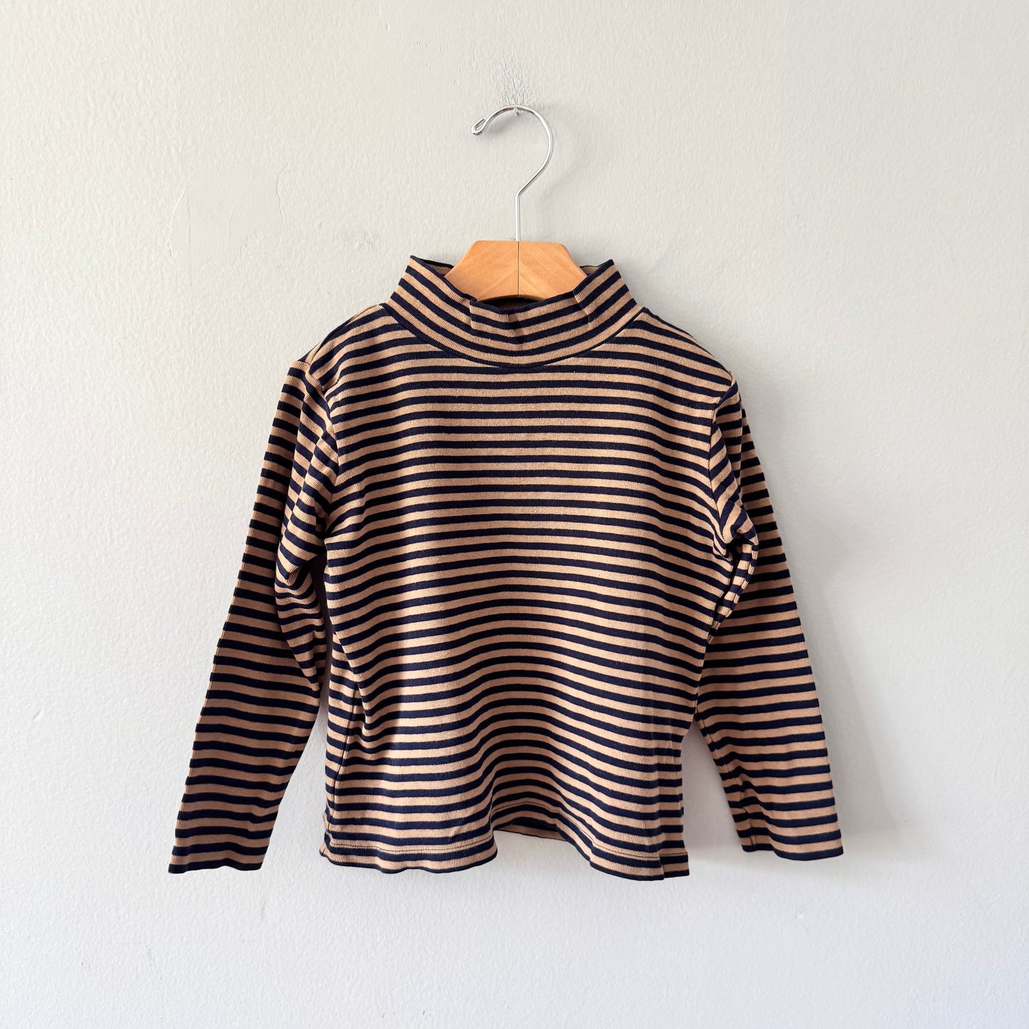 Muji / Navy brown stripe long sleeve / 110(4Y)