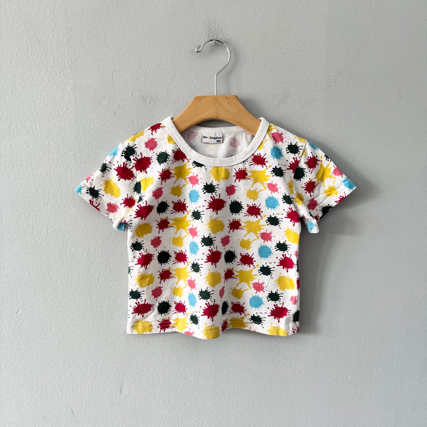 Mud Kingdom / White x paint T-shirt / 3Y(100cm)