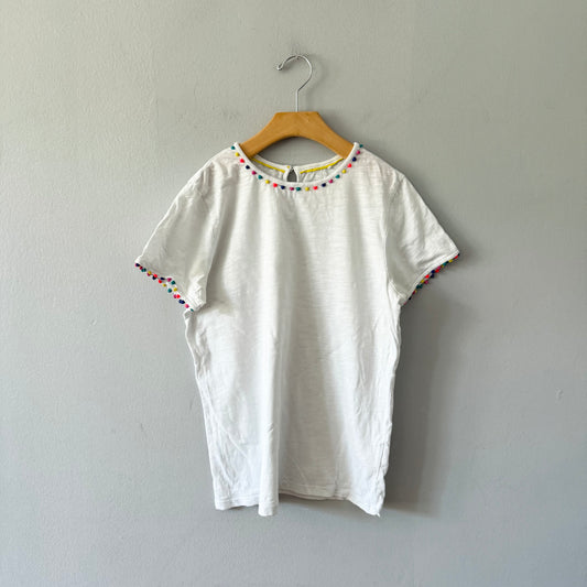 Boden / White x colourful hem top / 13-14Y - 2 Available