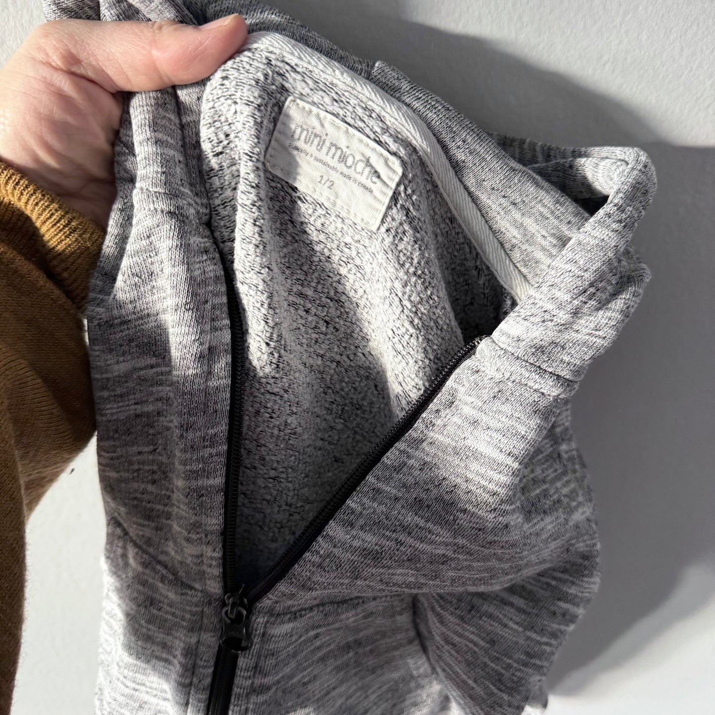 Mini mioche / Salt and pepper zip up hoodie / 1-2Y