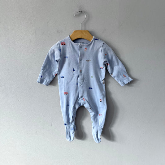 M&S / Blue romper / 3-6M