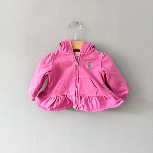 Polo Ralph Lauren / Pink ruffle zip up hoodie / 6M