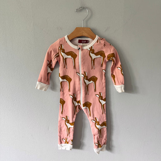 Milkbarn / Pink x deer romper / 9-12M - Mended