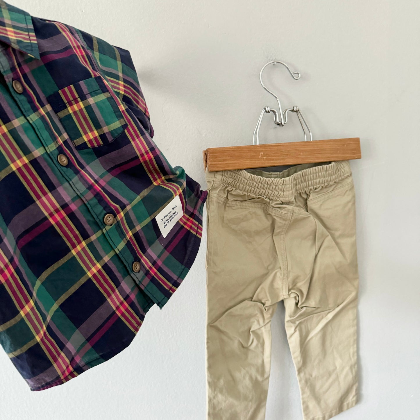 Old Navy / Checked shirt x chino shorts set - New with tag / 12-18M