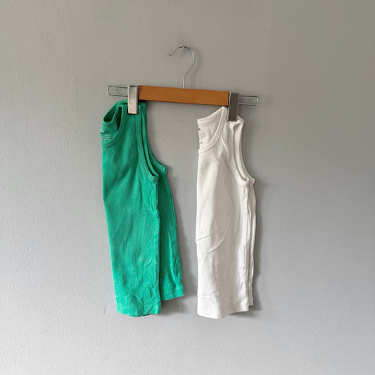 H&M / Green and white tanks set / 4-6Y