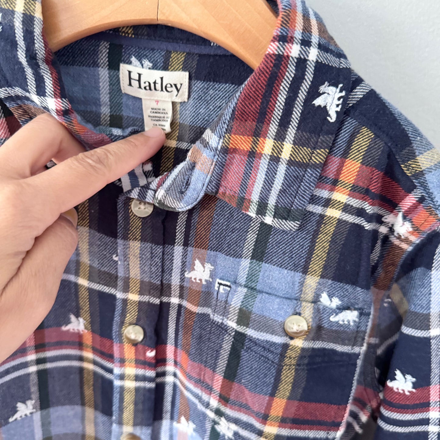 Hatley / Navy checked flannel shirt / 7Y