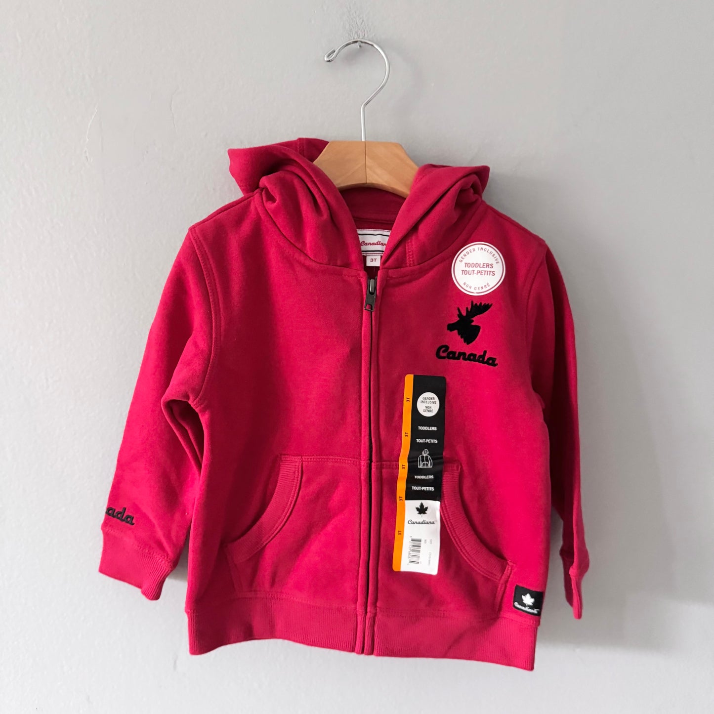Canadiana / Red zip up hoodie / 3T - New with tag