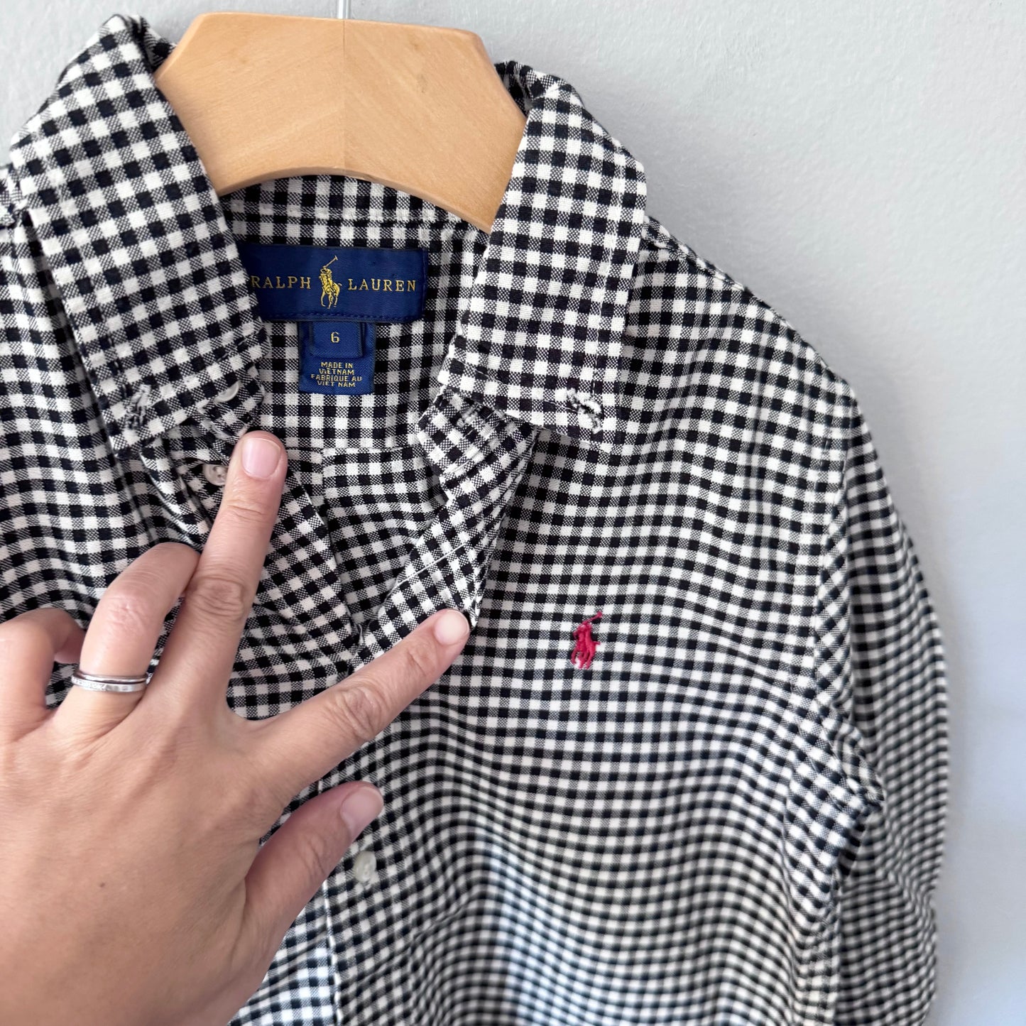 Polo Ralph Lauren	/ Black x white check shirt / 6Y