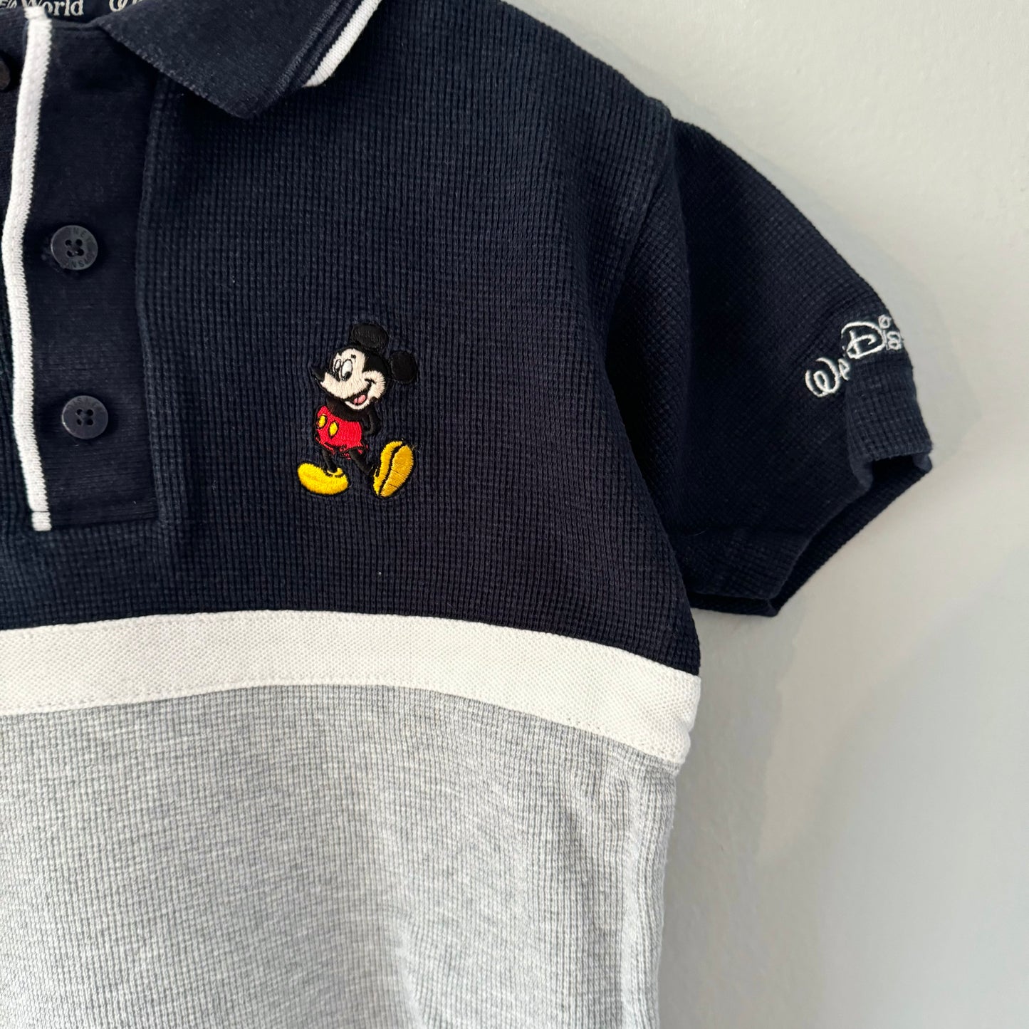 Disney World / Navy x light grey Mickey polo shirt / 4Y