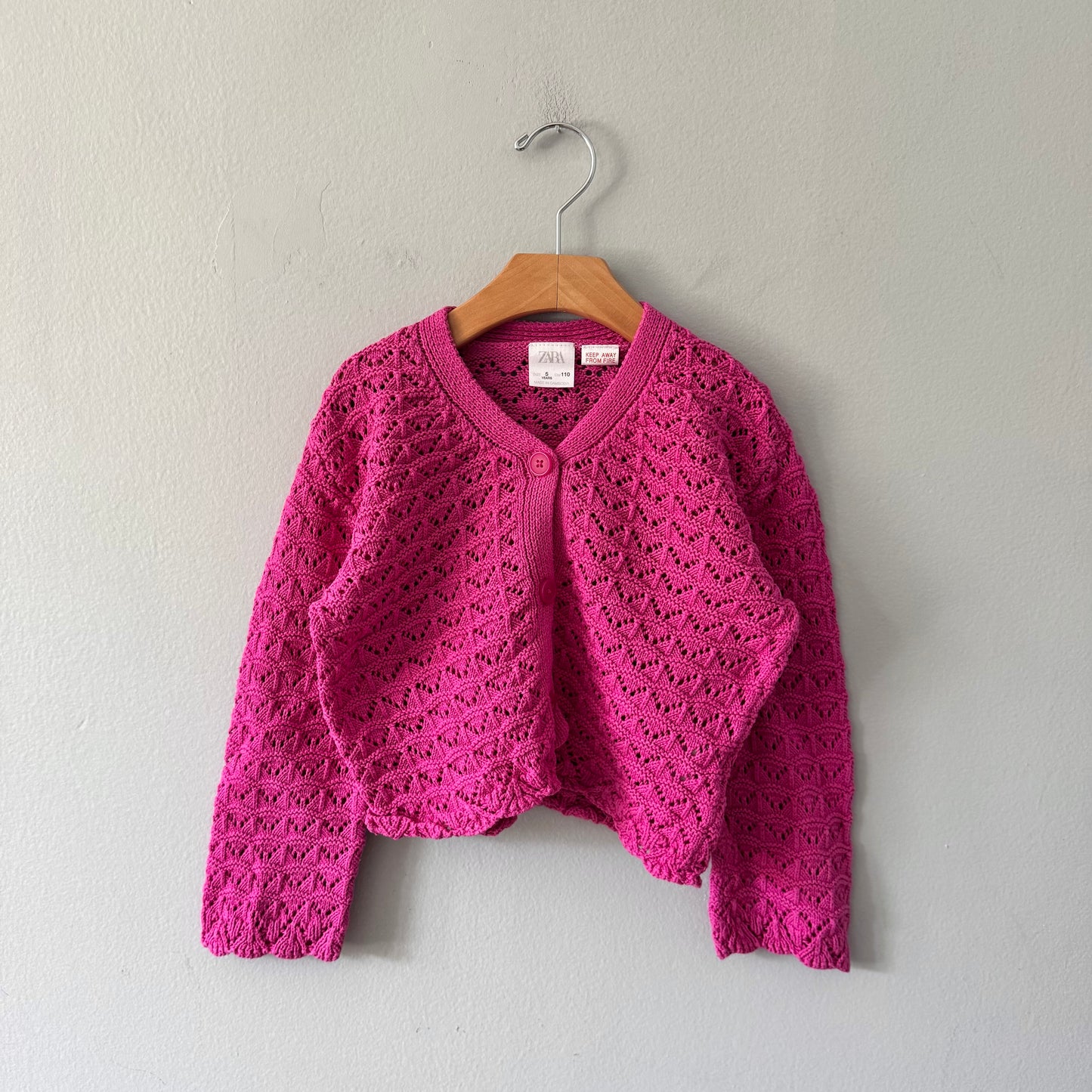 Zara / Pink cotton cardigan / 5Y