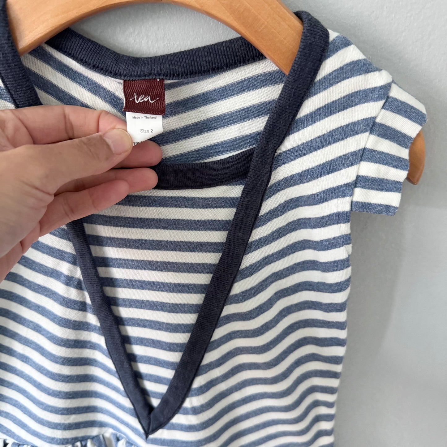 Tea / White blue stripe tank dress / 2Y