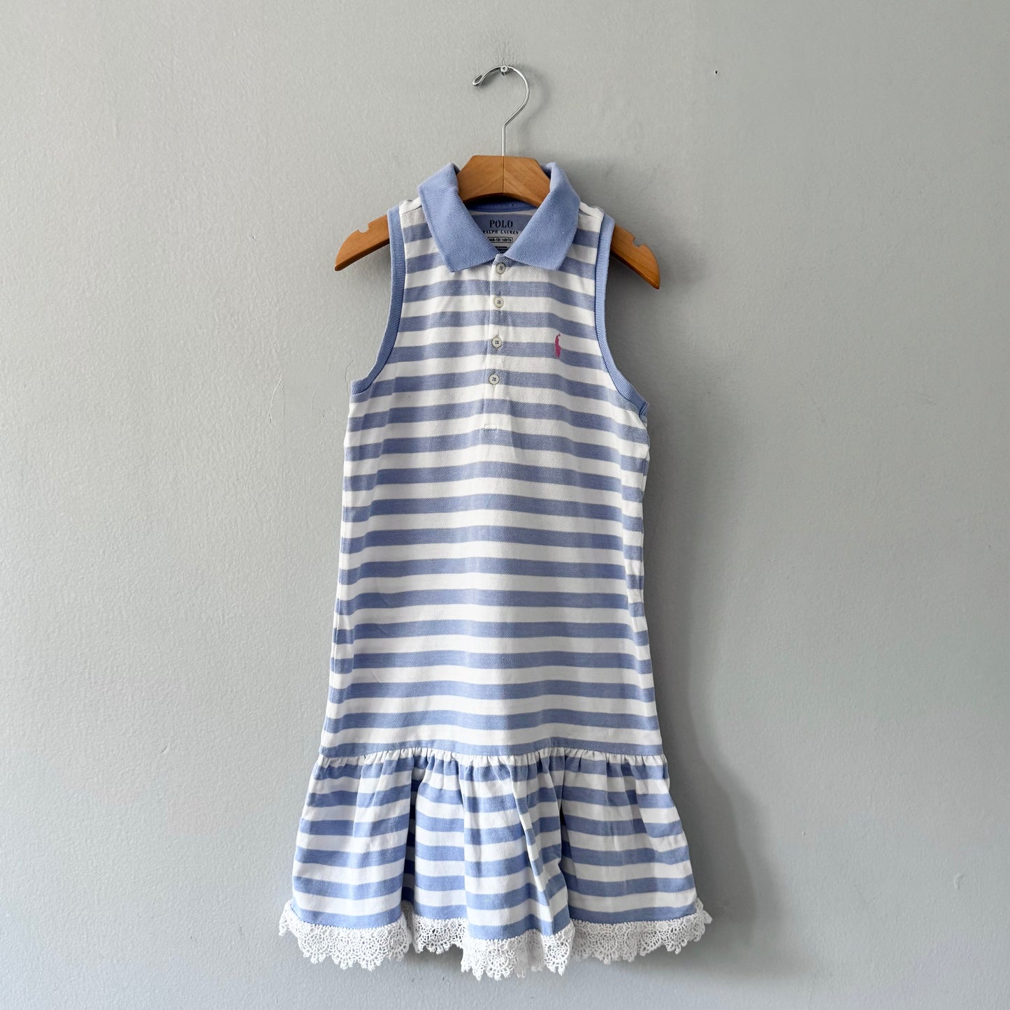 Polo Ralph Lauren / Blue white stripe polo dress / 8-10Y