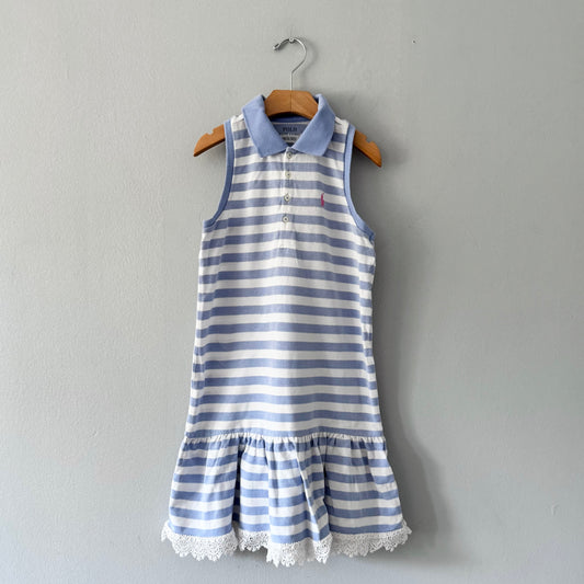 Polo Ralph Lauren / Blue white stripe polo dress / 8-10Y