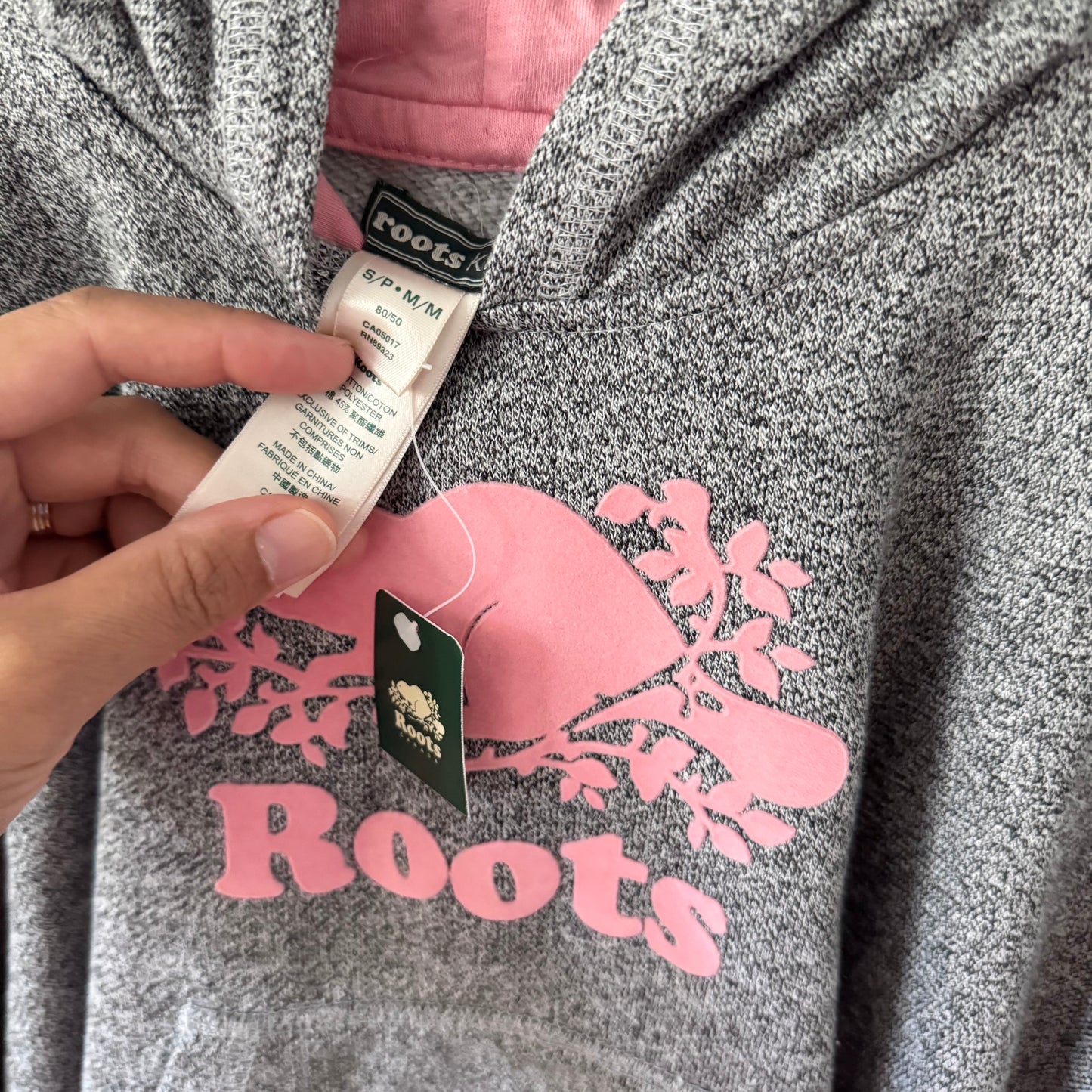 Roots / Salt and pepper x pink poncho / S/M(4-7Y) - New with tag