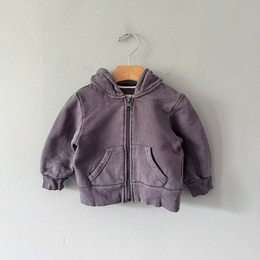 Mini mioche / Purple zip up hoodie / 12-18M