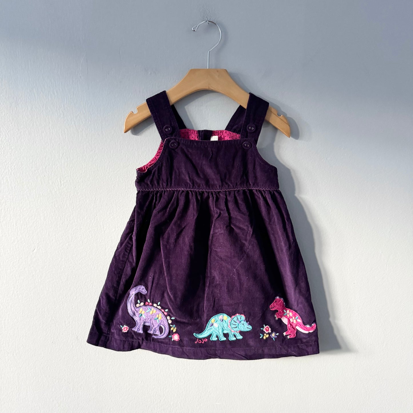Jojo Maman Bebe / Purple corduroy overall skirt / 18-24M