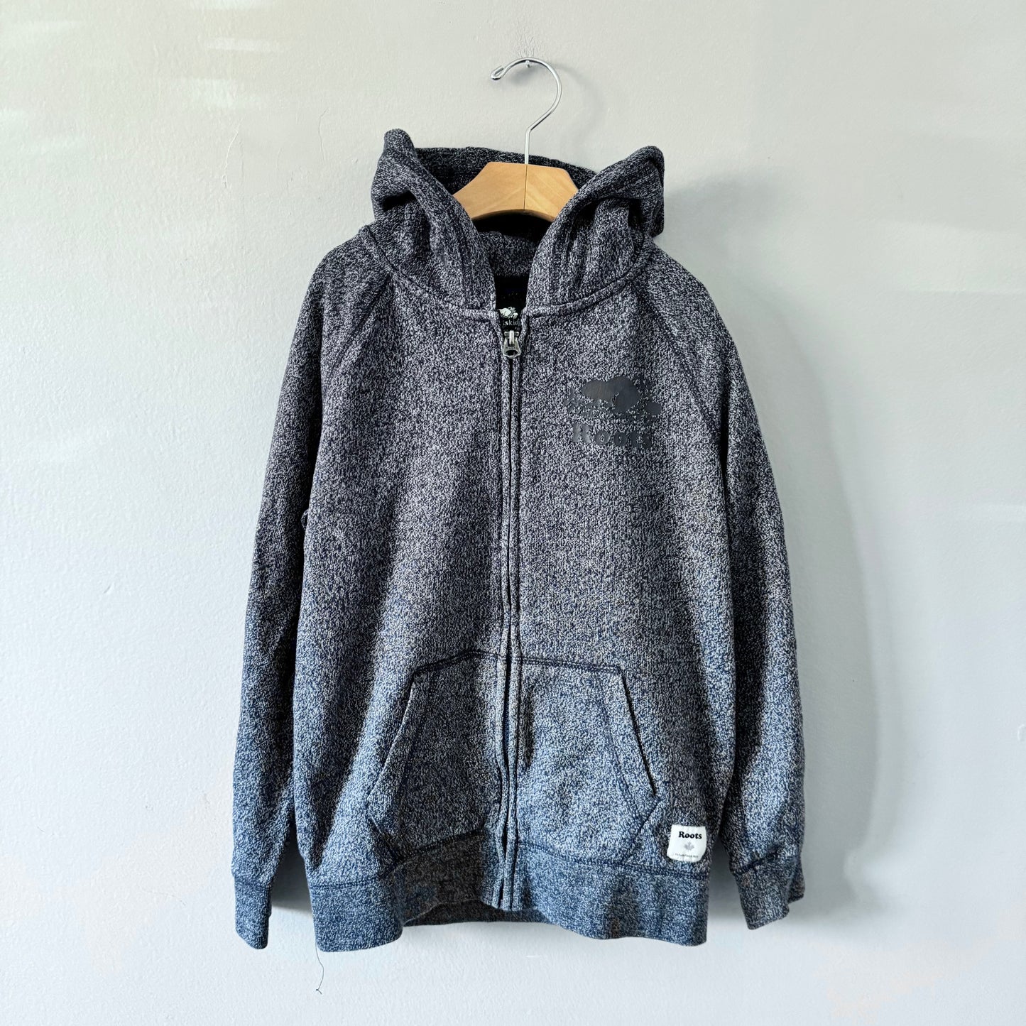 Roots / Hoodie zippé poivre et sel marine / 9-10 ans