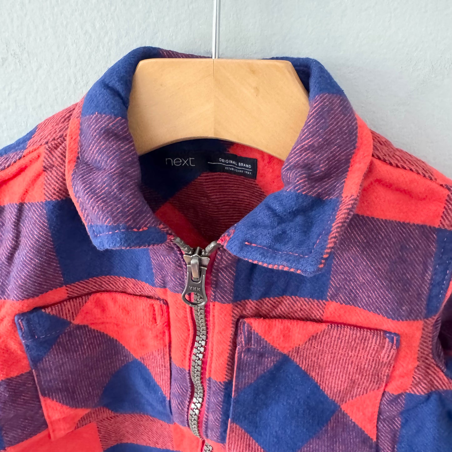 Next / Orange x blue flannel jacket / 6-9M