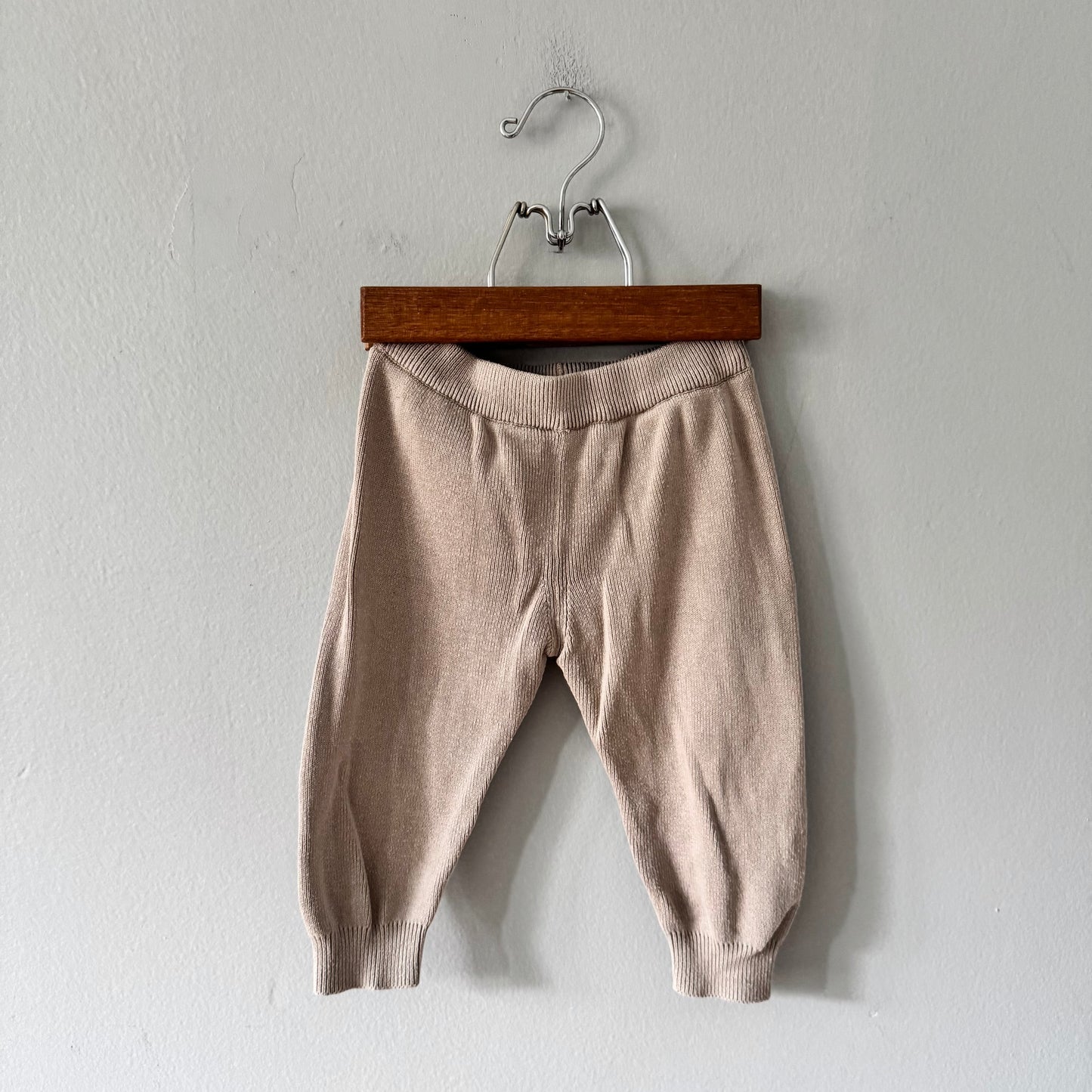 The Littlest / Brown organic cotton knit pants / 12-18M