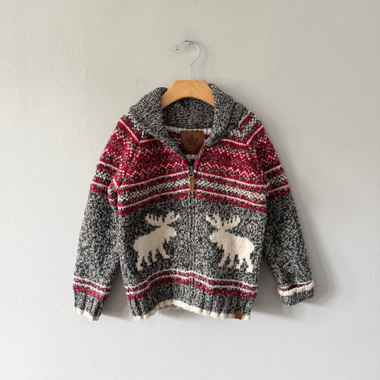 Canadiana / Knit zip up jacket / 5-6Y