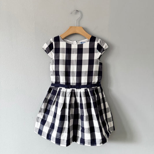 Jacadi / Navy white plaid dress / 6Y