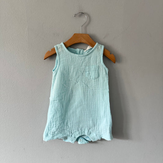 First by Petit Lem / Light blue muslim tank romper / 9M