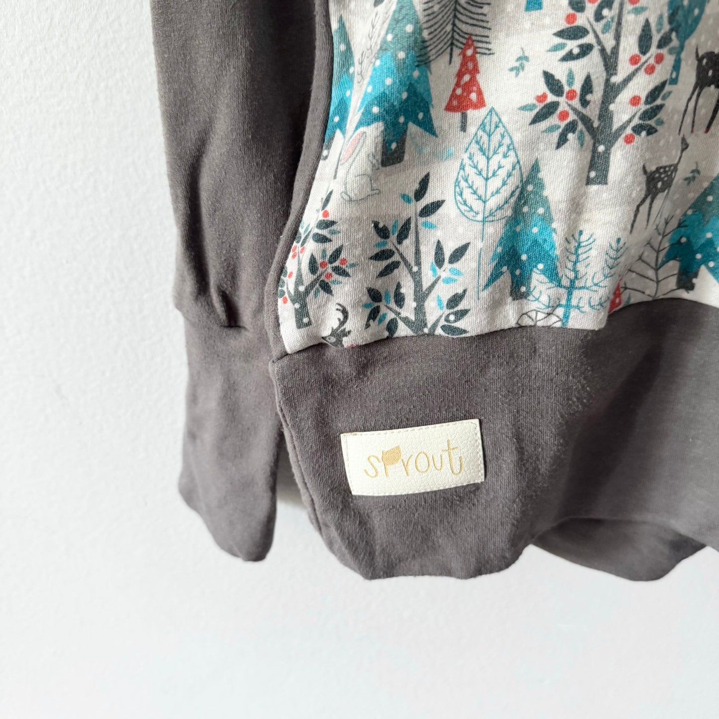 Sprout / Grey x pattern hoodie / 5-6Y