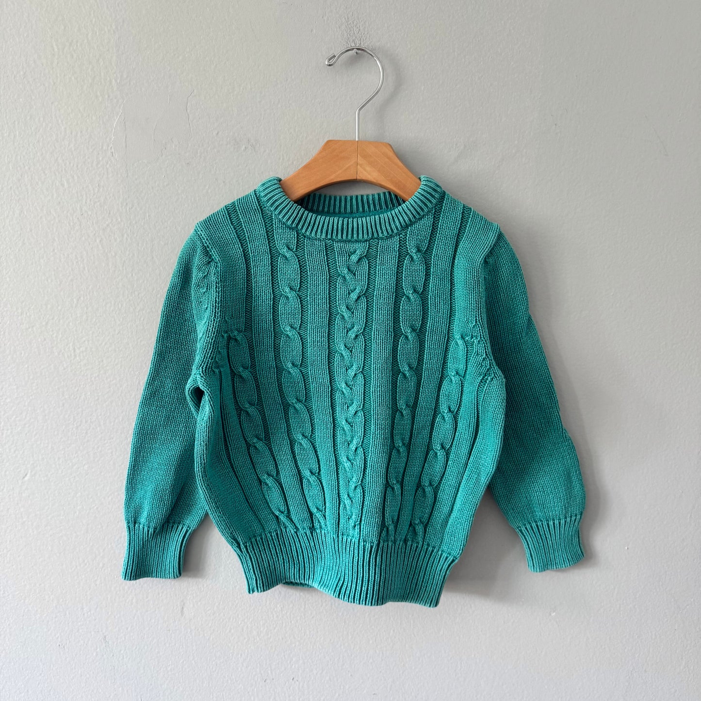 H&M / Green cable knit pullover / 2-4Y